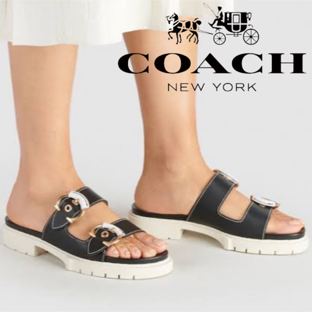 COACH PIPER LEATHER SANDALS 23cm