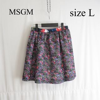 エムエスジイエム(MSGM)のMSGM ハイウエスト フレア タック ミニ スカート イタリア製 42 花柄(ミニスカート)