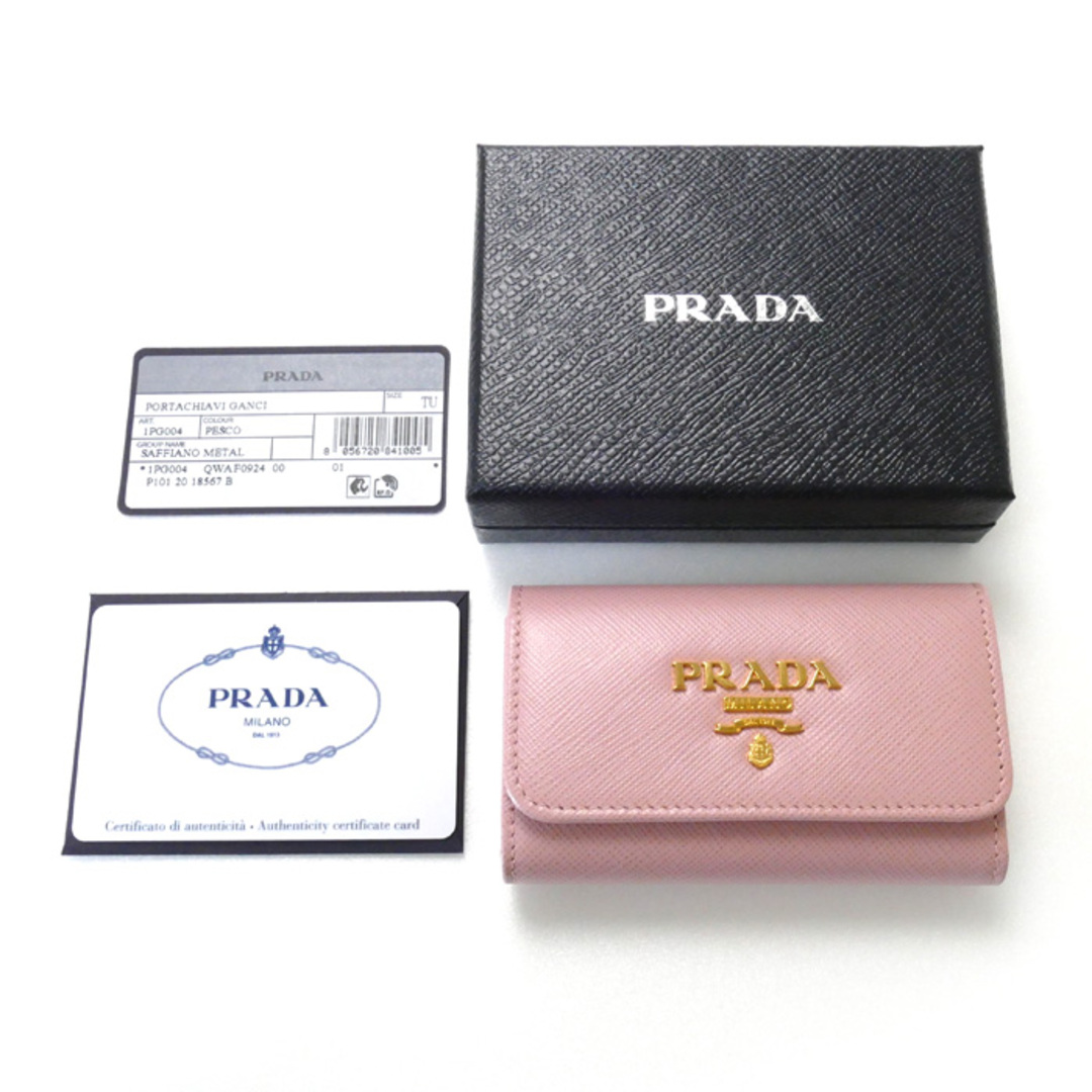 PRADA プラダ サフィアーノ  キーケース ピンク 1PG004 QWA F0924 レディース【美品】