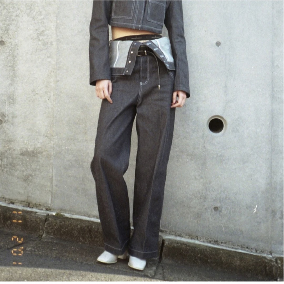 【Neith.】High & Low WideDenimSlacks BLACK