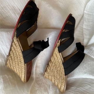 Christian Louboutin - クリスチャンルブタン リボンウエッジサンダル ...
