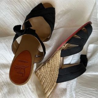 Christian Louboutin - クリスチャンルブタン リボンウエッジサンダル ...