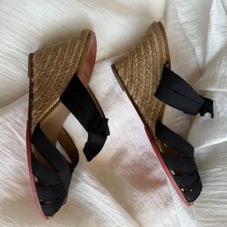 Christian Louboutin - クリスチャンルブタン リボンウエッジサンダル ...