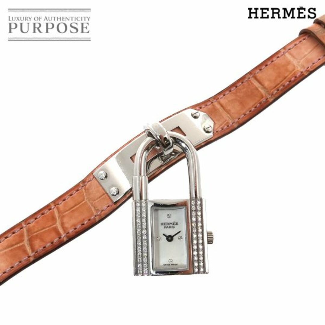エルメス HERMES ケリーウォッチ ヴィンテージ レディース 腕時計 ダイヤベゼル ホワイトシェル 文字盤 クォーツ ウォッチ カデナ VLP 90197030