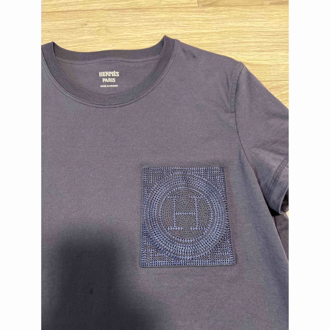 未使用 保管品 タグ付き HERMES エルメス 刺繍ポケット Tシャツ 34