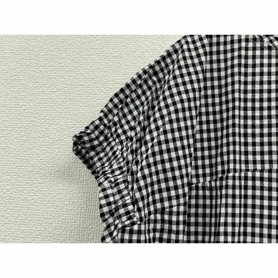 Spick &amp; Span - スピックアンドスパン　黒白ギンガムチェック　ギャザースリーブブラウス　夏物　半袖 Spick & Span - スピックアンドスパン 黒白ギンガムチェック