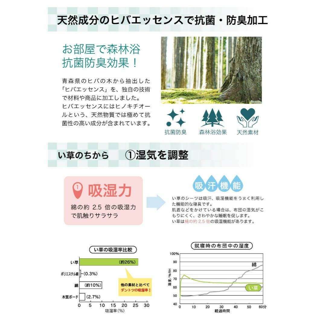 イケヒコ・コーポレーション い草 ラグ カーペット 撥水 滑り止め 不織布 格子 2