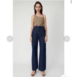 マウジー(moussy)のマウジー　レースアップワイドパンツ　編み上げ　デニムパンツ(デニム/ジーンズ)