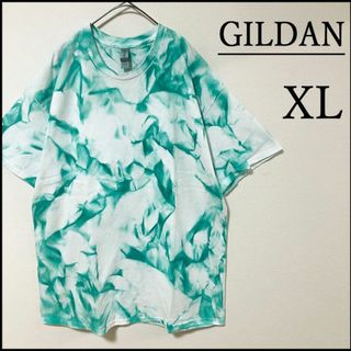 ギルタン(GILDAN)のメンズ服新品タイダイ柄半袖TシャツXL　白緑　ブランド　ストリート系　トップス(Tシャツ/カットソー(半袖/袖なし))