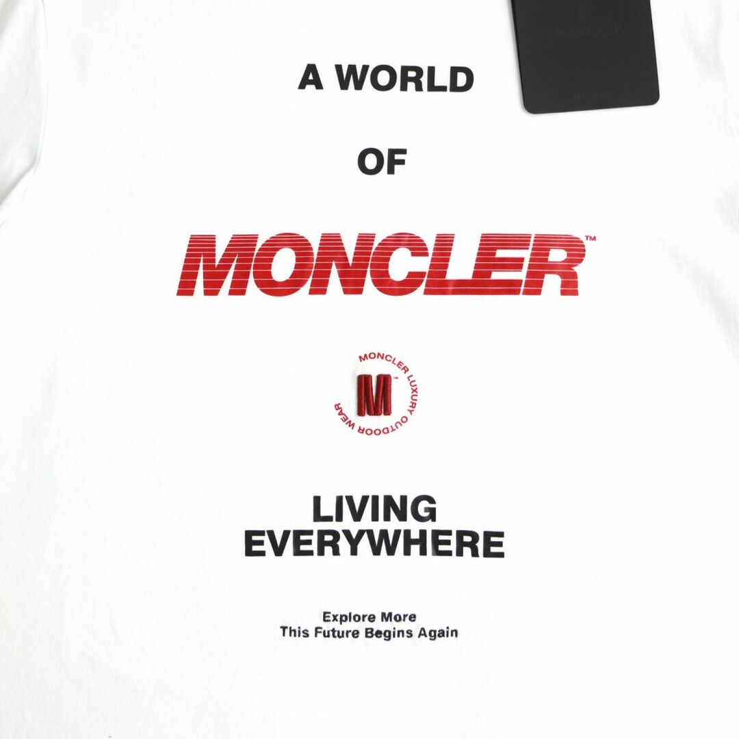 未使用品◆2021年製 MONCLER モンクレール SS TSHIRT ロゴプリント/ワッペン付 コットン100％ 半袖 Tシャツ/カットソー 白  L メンズ 正規品