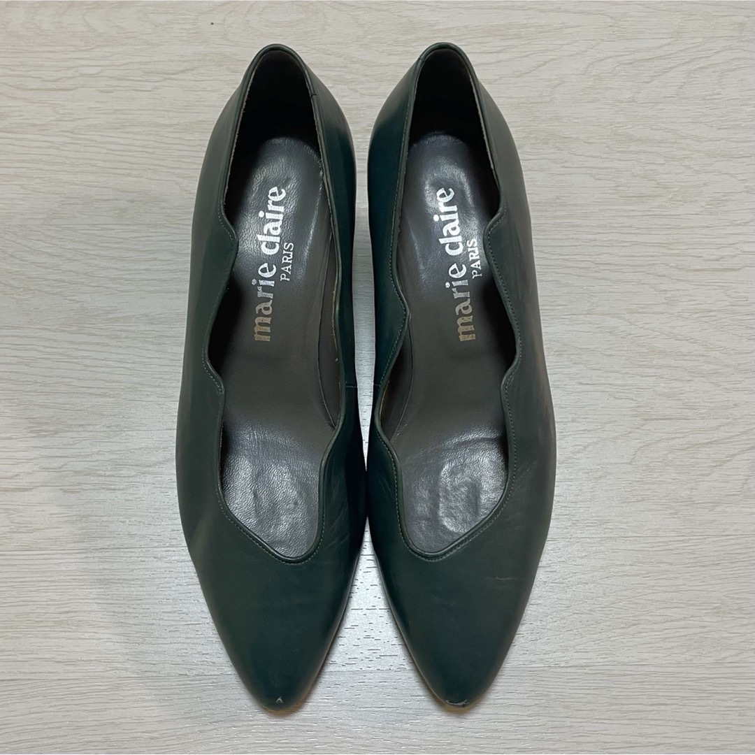 Marie Claire(マリクレール)のマリクレールヴィンテージグリーンパンプスローファー革靴レトロディオールイッセイ レディースの靴/シューズ(ハイヒール/パンプス)の商品写真