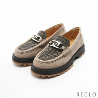 フェンディ(FENDI)のO'Lock loafers オーロック ズッカ ローファー ヌバック キャンバス グレーベージュ ブラウン ブラック(その他)