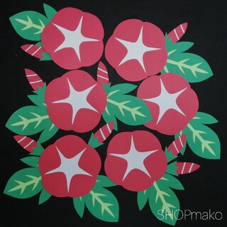 あさがお　アカ　壁飾り　イベント　壁面飾り　季節の花　SHOPmako(インテリア雑貨)