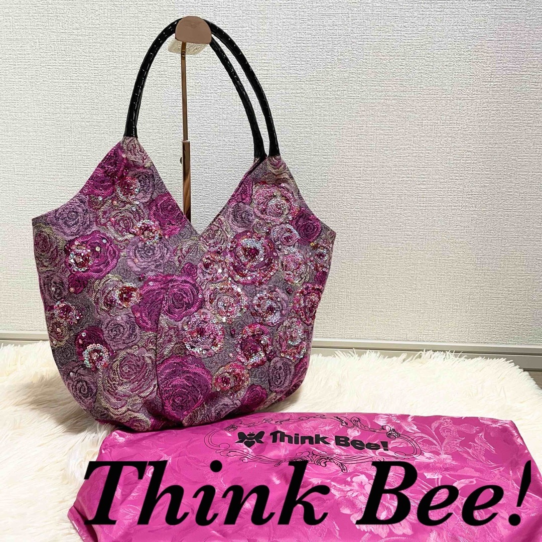 Think Bee!(シンクビー)の【美品】Think Bee!  ハンドバッグ　薔薇　ビジュー　ゴブラン織 レディースのバッグ(ハンドバッグ)の商品写真