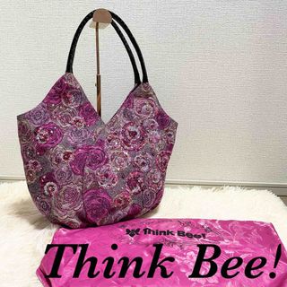 シンクビー(Think Bee!)の【美品】Think Bee!  ハンドバッグ　薔薇　ビジュー　ゴブラン織(ハンドバッグ)