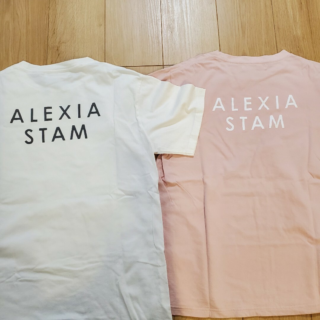 ALEXIA STAM(アリシアスタン)のALEXIA STAM Tシャツ ピンク ホワイト フリーサイズ 2枚組 レディースのトップス(Tシャツ(半袖/袖なし))の商品写真