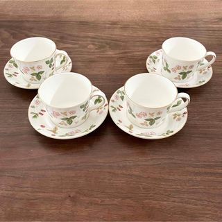 ウェッジウッド(WEDGWOOD)のウェッジウッド ワイルドストロベリー カップ&ソーサー(デルフィ) 4客(グラス/カップ)