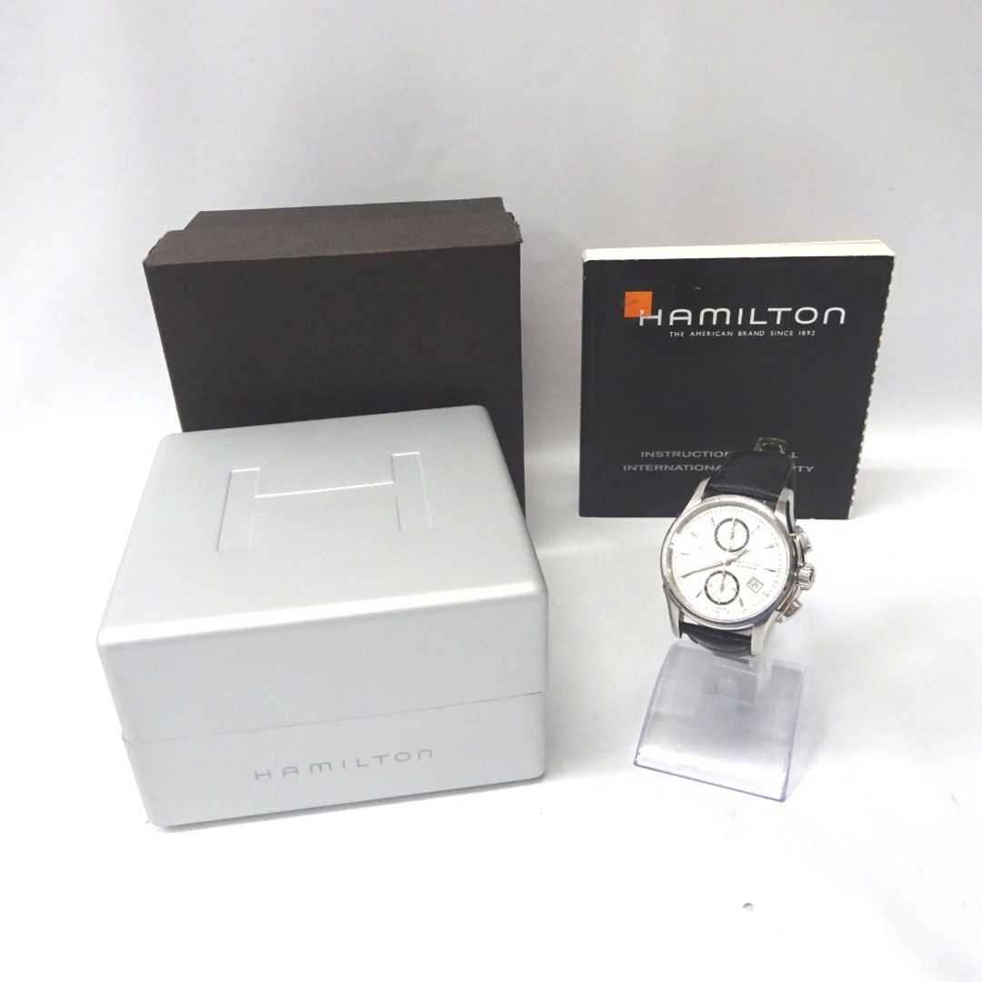 ハミルトン 腕時計 ジャズマスター オートマティック 革ベルト H326160 ブラック×シルバー シルバー文字盤 Ft1122871