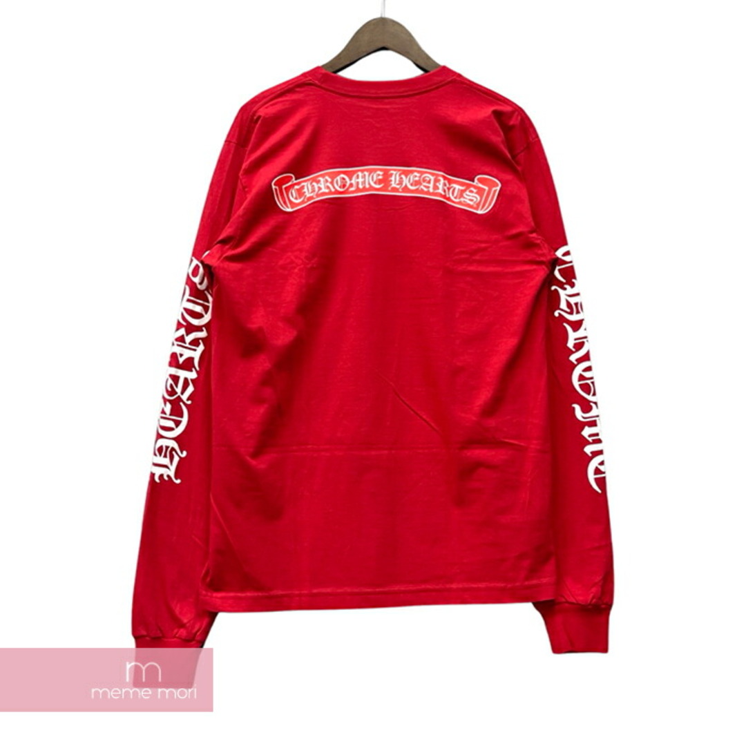 CHROME HEARTS Red Back Scroll Logo LS Tee クロムハーツ レッドバックスクロールロゴロングスリーブTシャツ 長袖カットソー ロンT 胸ポケット ホースシュー レッド サイズXXL【230709】【新古品】【me04】