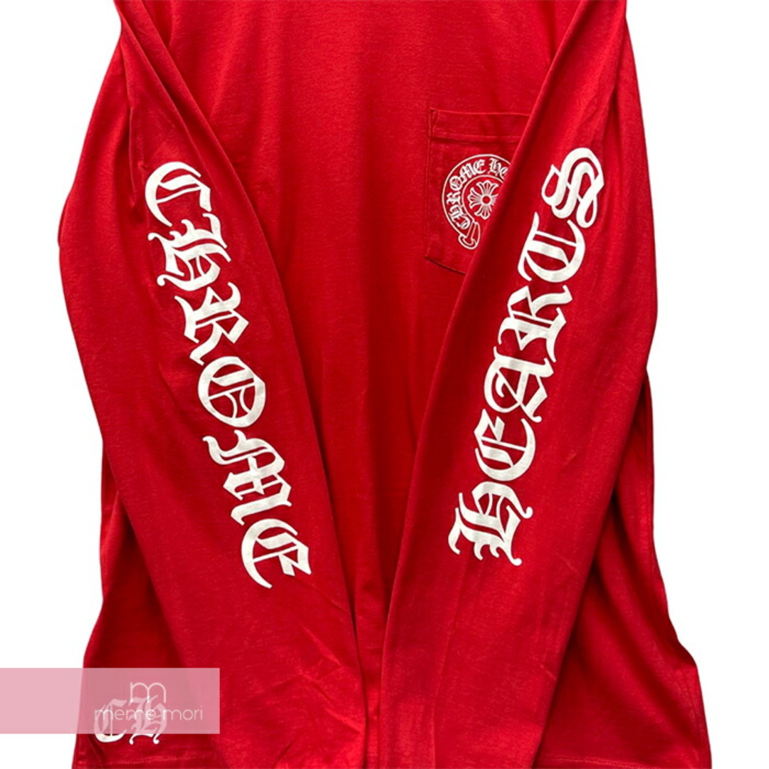 CHROME HEARTS Red Back Scroll Logo LS Tee クロムハーツ レッドバックスクロールロゴロングスリーブTシャツ 長袖カットソー ロンT 胸ポケット ホースシュー レッド サイズXXL【230709】【新古品】【me04】