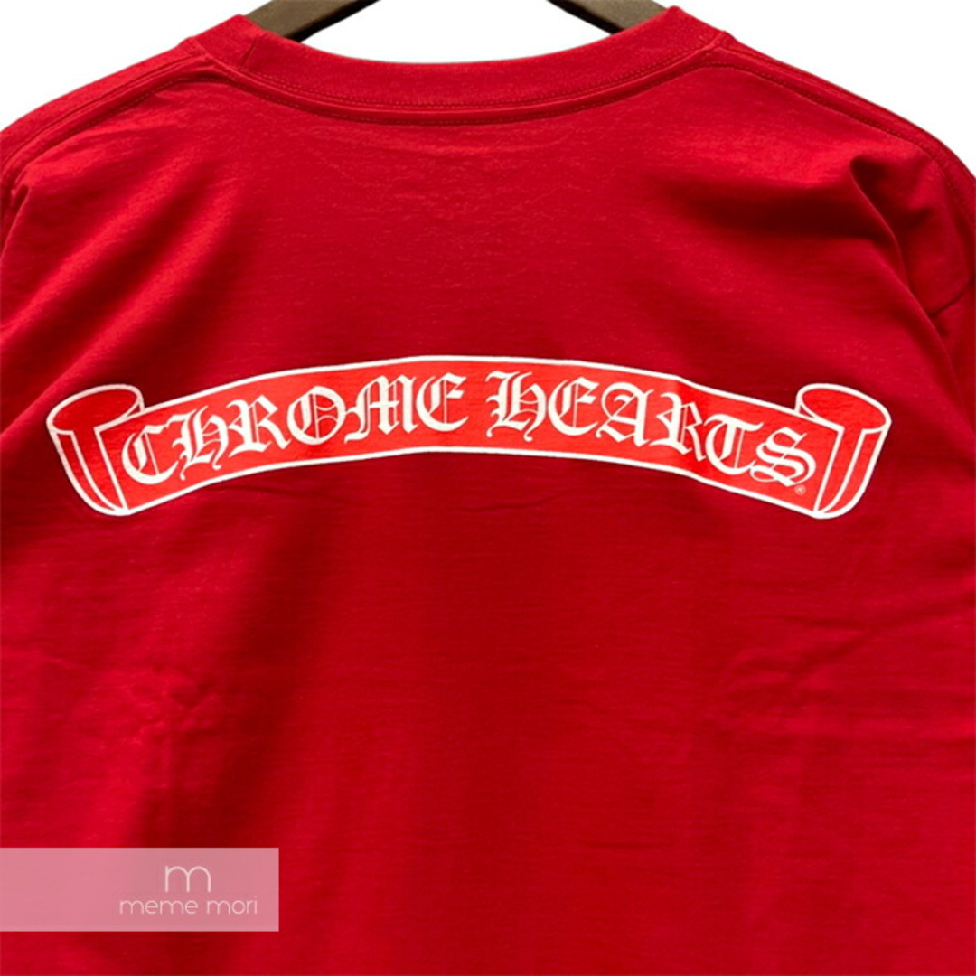 CHROME HEARTS Red Back Scroll Logo LS Tee クロムハーツ レッドバックスクロールロゴロングスリーブTシャツ 長袖カットソー ロンT 胸ポケット ホースシュー レッド サイズXXL【230709】【新古品】【me04】