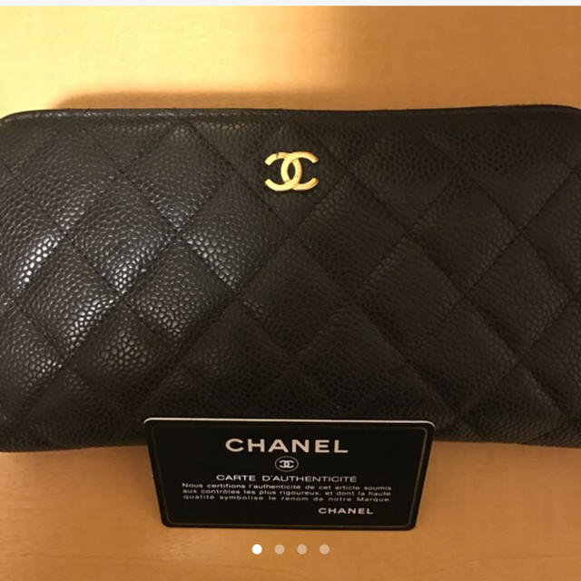 CHANEL シャネル 長財布 キャビアスキン ラウンドファスナー-