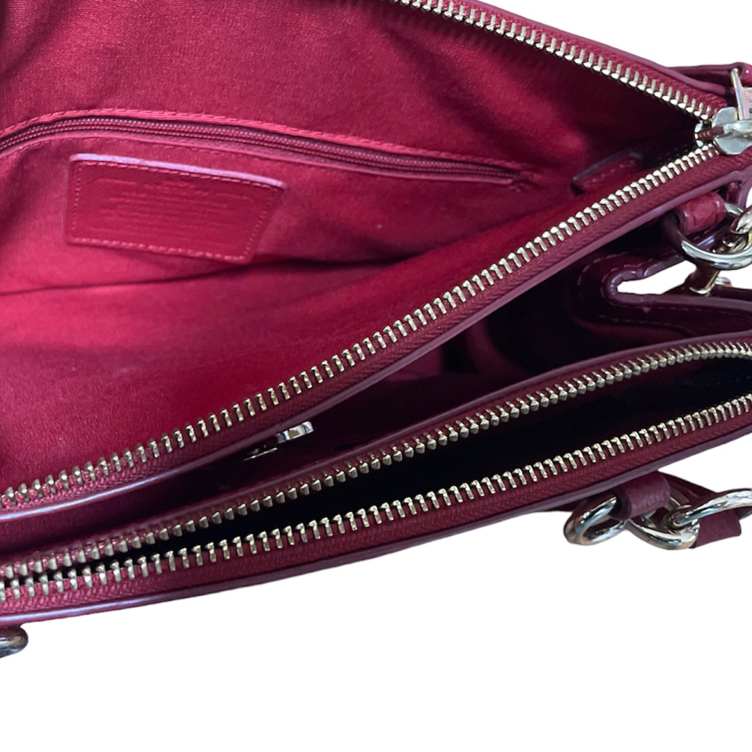 【極美品】本日のみ限定❤️COACHコーチ皮鞄レッド(シリアルナンバー付)