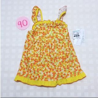 ニシマツヤ(西松屋)の90♡新品タグ付き♡お花柄ワンピース水着♡イエロー×オレンジ♡プール(水着)