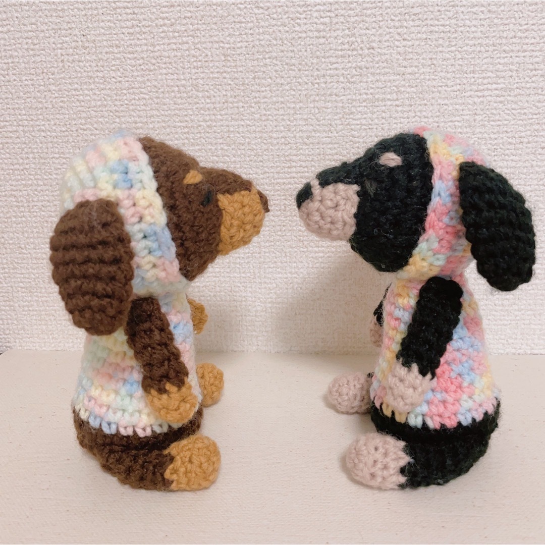 【もかもかさま】パーカー犬(大) あみぐるみ ハンドメイドのぬいぐるみ/人形(あみぐるみ)の商品写真