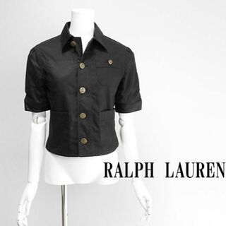 ラルフローレン(Ralph Lauren)のラルフローレン 半袖 シャツ ショート丈 ジャケット 黒 7 ブラウス P22(シャツ/ブラウス(半袖/袖なし))