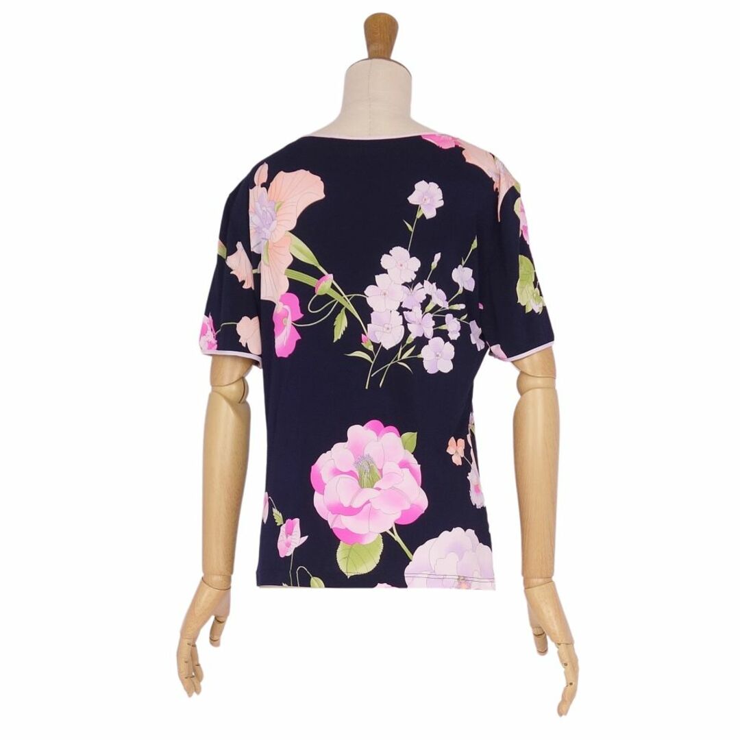 美品 レオナール LEONARD PARIS Tシャツ カットソー シルク100% 総柄 ジャージー トップス レディース 38(M相当) マルチカラー