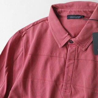 ロベルトコリーナ(ROBERTO COLLINA)の新品 ロベルトコリーナ 鹿の子 ポロシャツ 赤 48 後染め 半袖 MS15(シャツ)