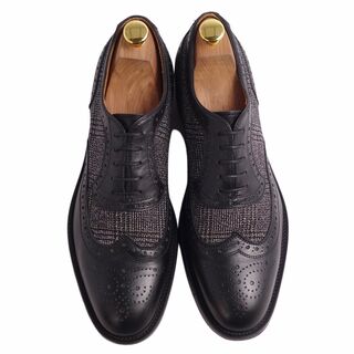 美品 エトロ ETRO レザーシューズ オックスフォード メダリオン ツイード 革靴 メンズ 41(26cm相当) ブラック