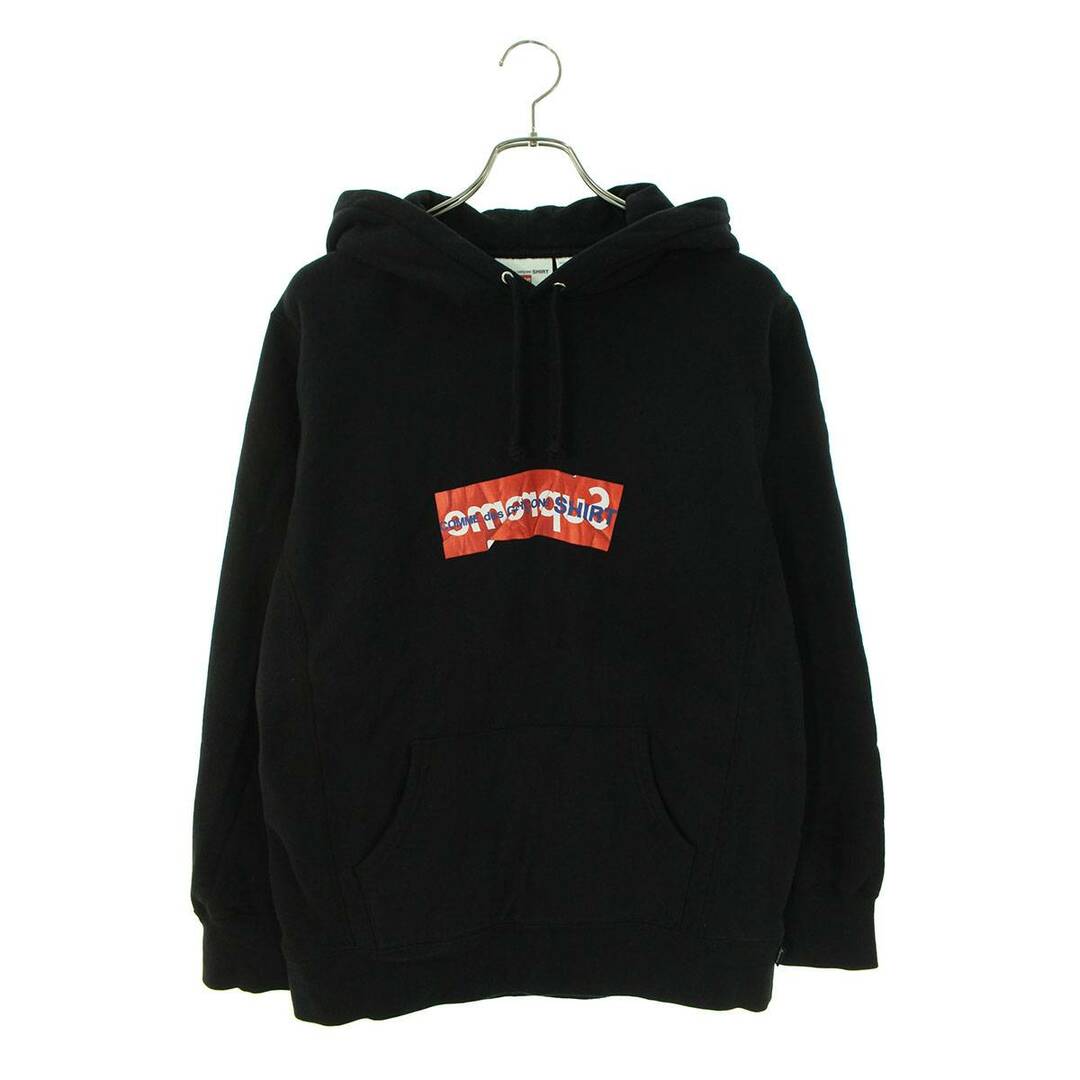 シュプリーム ×コムデギャルソンシャツ COMME des GARCONS SHIRT  17SS  Box Logo Hooded Sweatshirt ペーパーアートボックスロゴプルオーバーパーカー  メンズ L