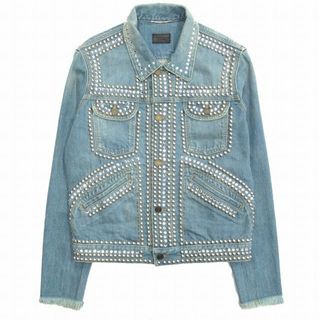 16ss サンローラン エディ期 クリスタル スタッズ デニム ジャケット▼７(Gジャン/デニムジャケット)