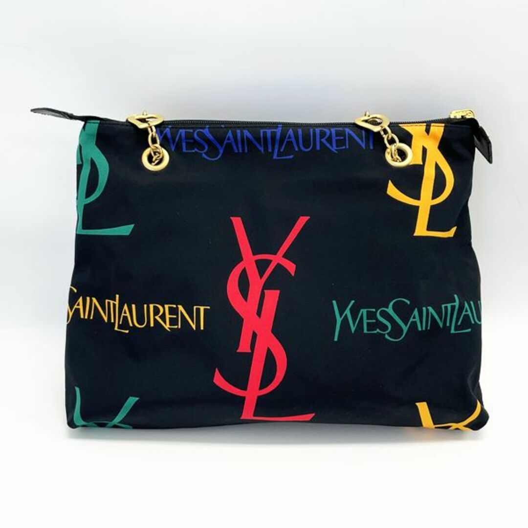 YVES SAINT LAURENT YSL ロゴ プリント スクエア ハート ヴィンテージ チェーン ショルダーバッグ 2