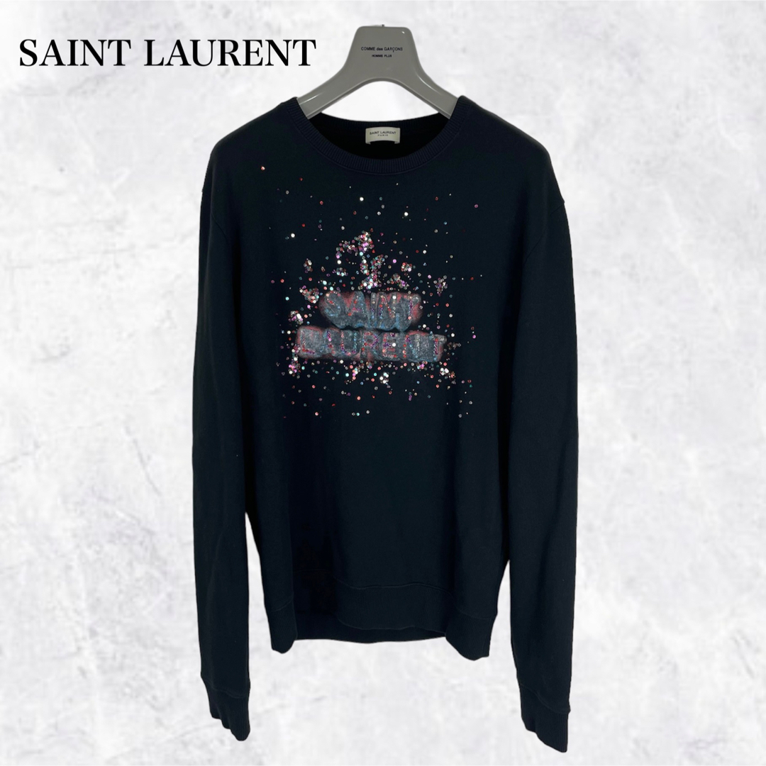 【希少】SAINT LAURENT ロゴ ビーズ装飾 スウェットメンズ