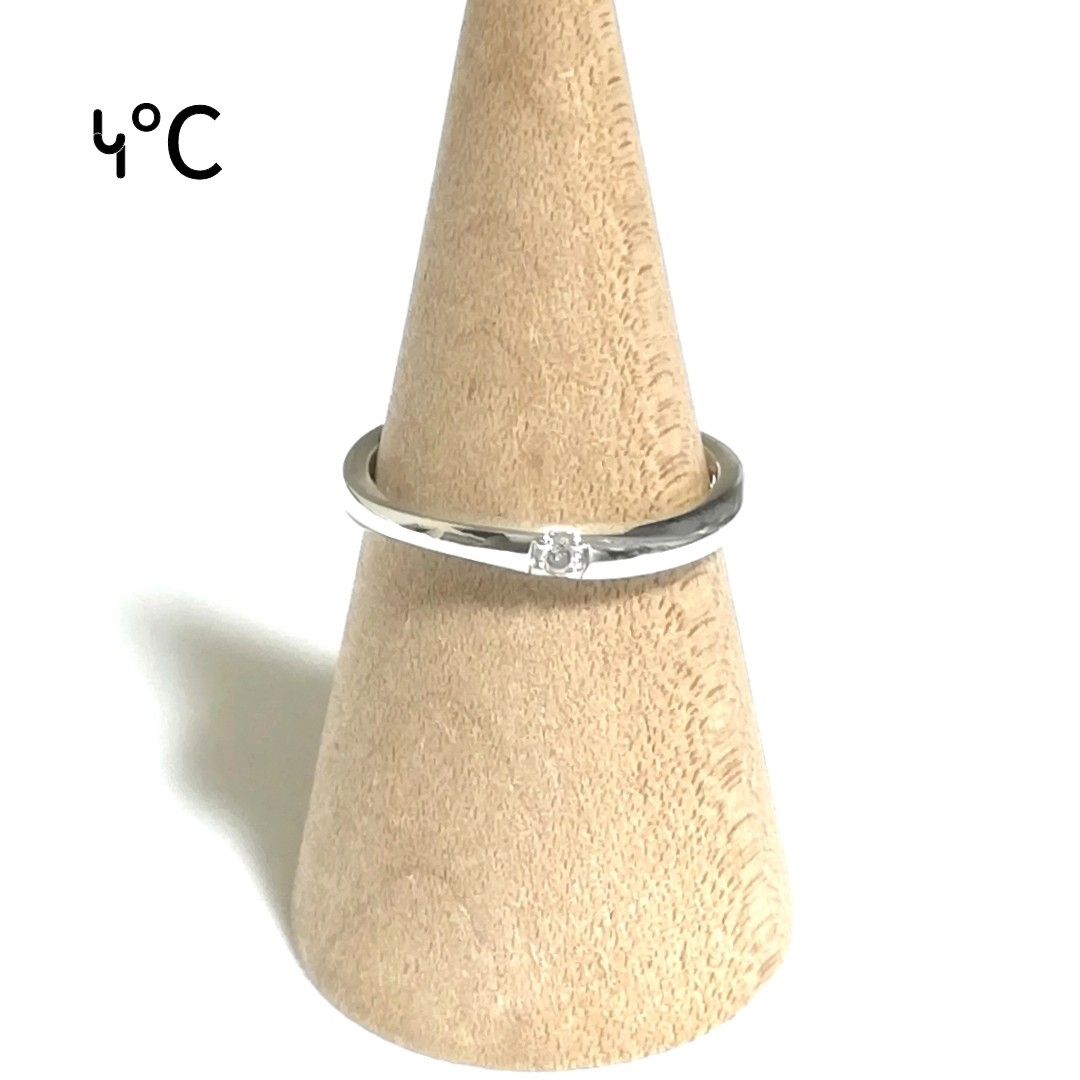 4℃(ヨンドシー)の(美品) 4°C 一粒ダイヤモンドシルバーリング 12号 レディースのアクセサリー(リング(指輪))の商品写真