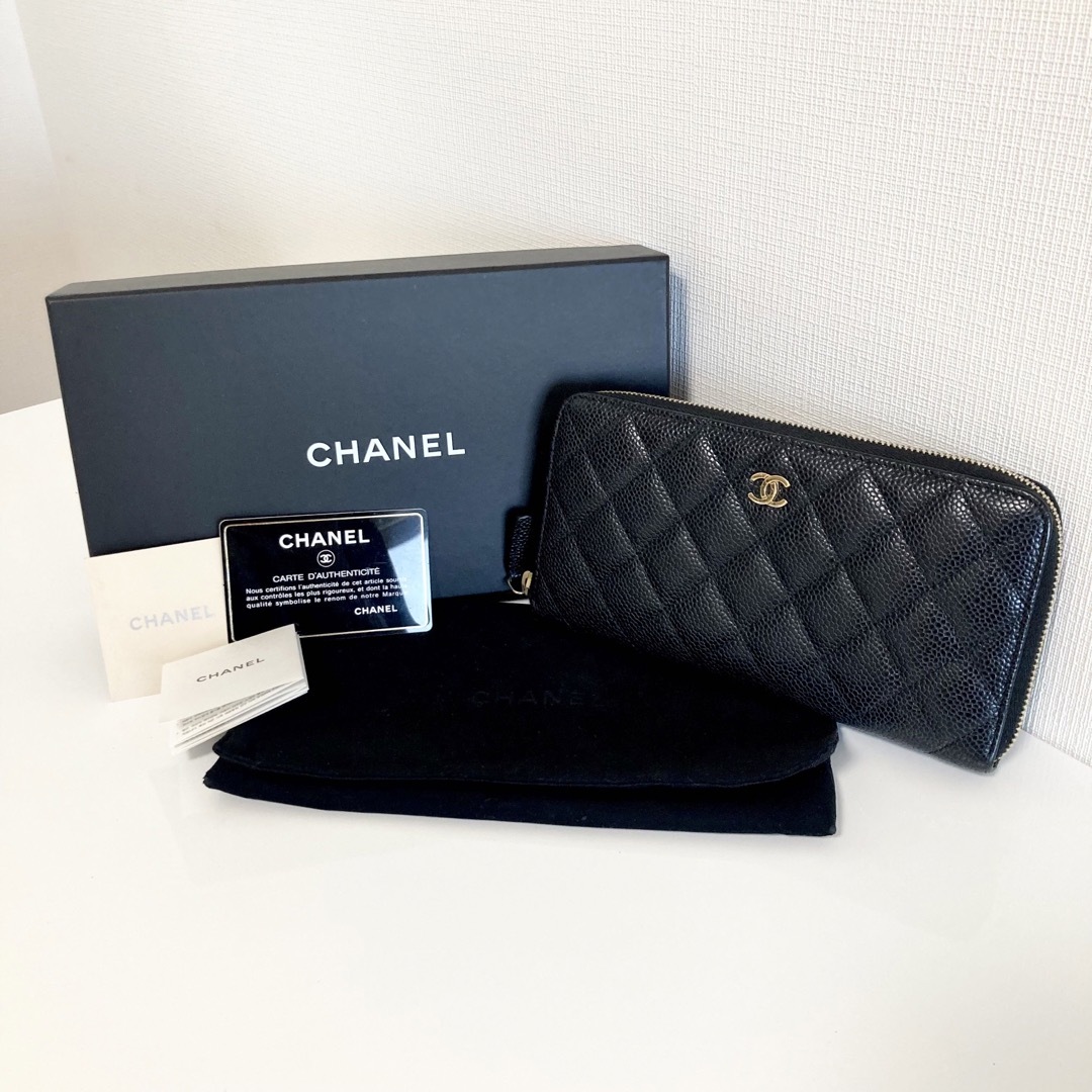 CHANEL(シャネル)のCHANEL シャネル キャビアスキン ラウンドファスナー 長財布 ブラック 黒 レディースのファッション小物(財布)の商品写真