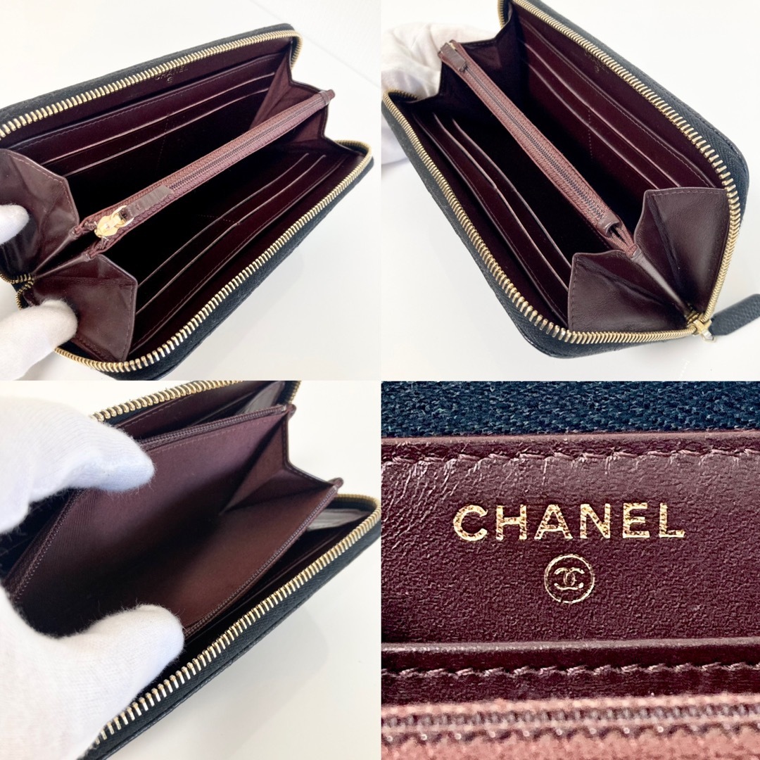 CHANEL(シャネル)のCHANEL シャネル キャビアスキン ラウンドファスナー 長財布 ブラック 黒 レディースのファッション小物(財布)の商品写真
