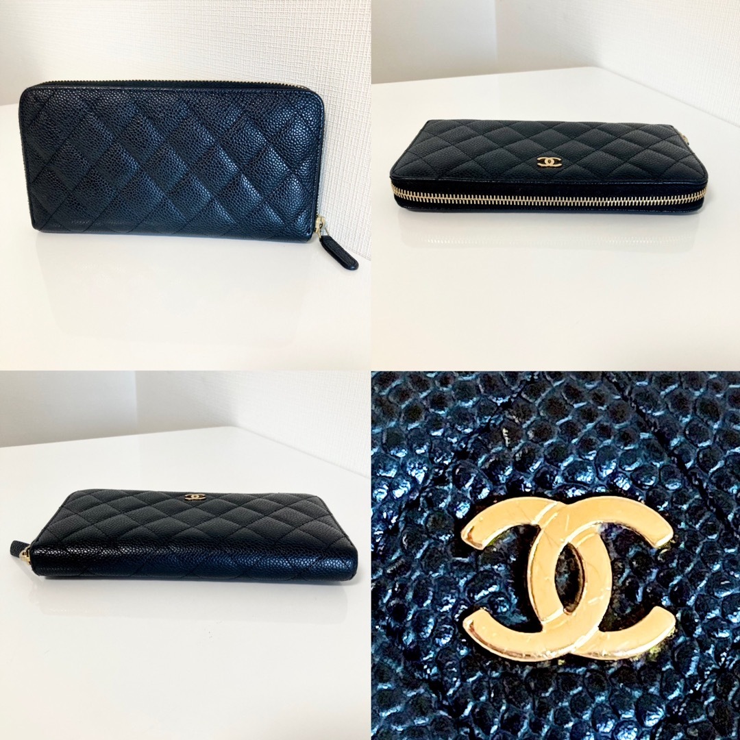 CHANEL(シャネル)のCHANEL シャネル キャビアスキン ラウンドファスナー 長財布 ブラック 黒 レディースのファッション小物(財布)の商品写真