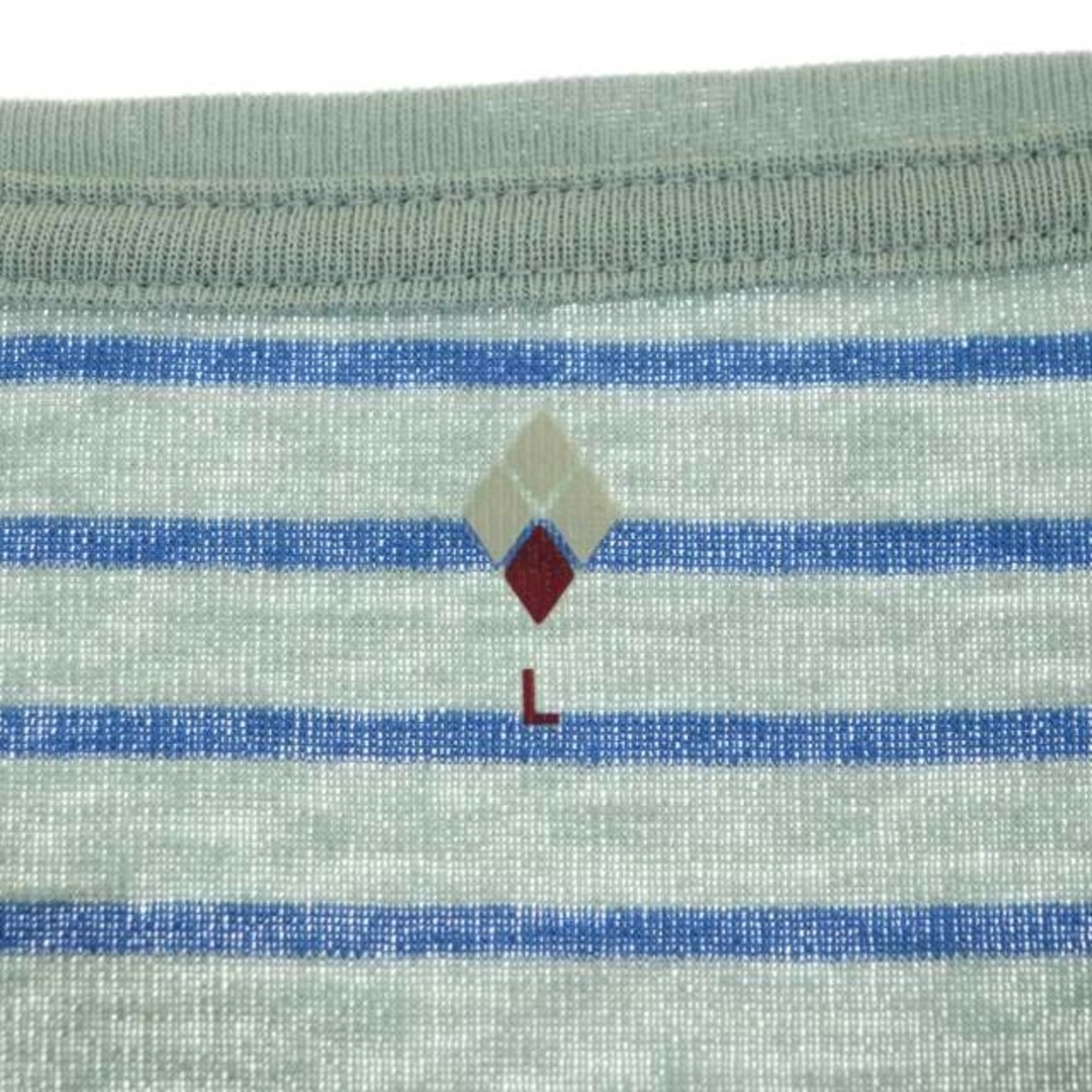 mont bell(モンベル)のモンベル WIC.ボーダーTシャツ カットソー 半袖 L 青 ブルーグレー レディースのトップス(Tシャツ(半袖/袖なし))の商品写真