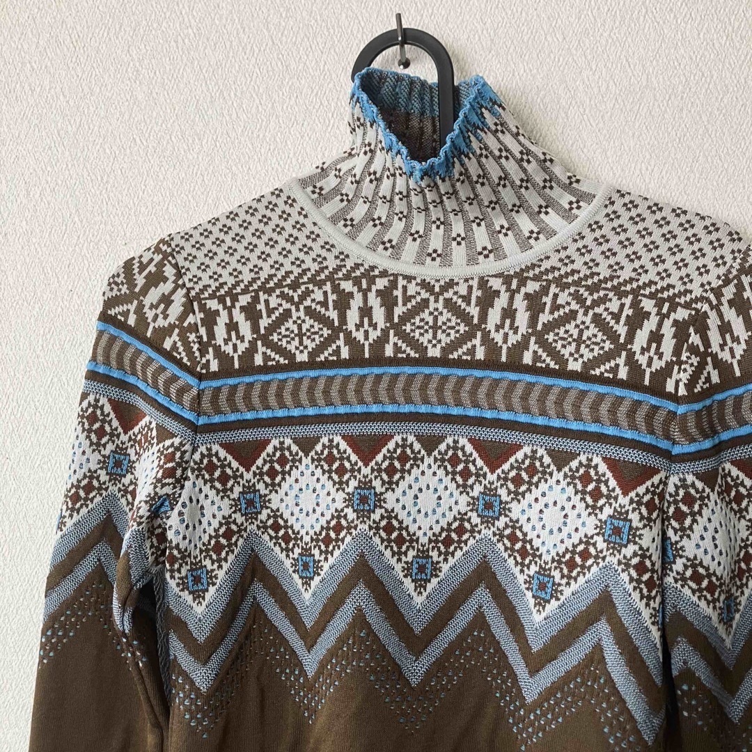 Mame Fair Isle High Neck Knitted Top