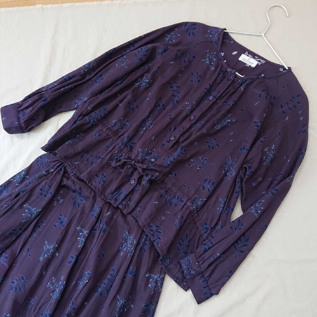 シサム工房 セットアップ グレー 紫 茶 長袖 ワンピース スカート