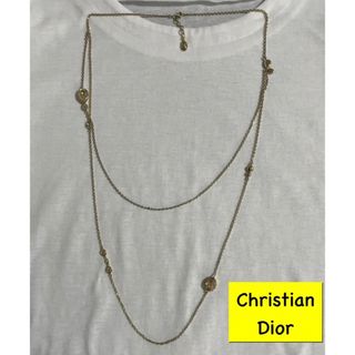 クリスチャンディオール(Christian Dior)の97㎝　クリスチャンディオールロングネックレス　2連チェーン　イエローストーン(ネックレス)