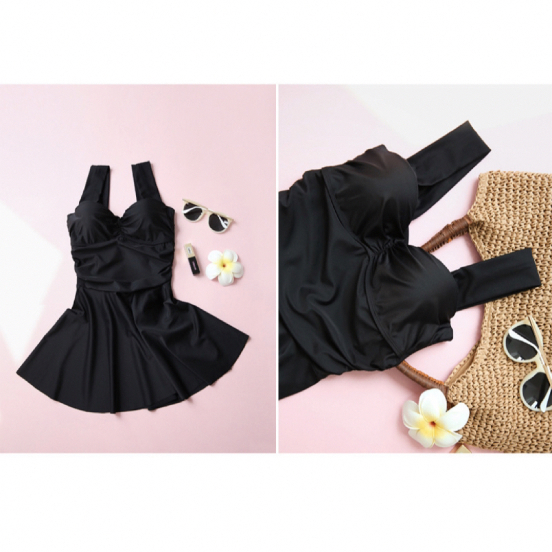 韓国風 水着 黒 体型カバー レディースの水着/浴衣(水着)の商品写真