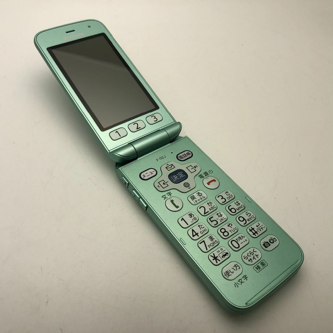 868 ガラケー らくらくホン F-02J 極美品 ドコモ グリーン
