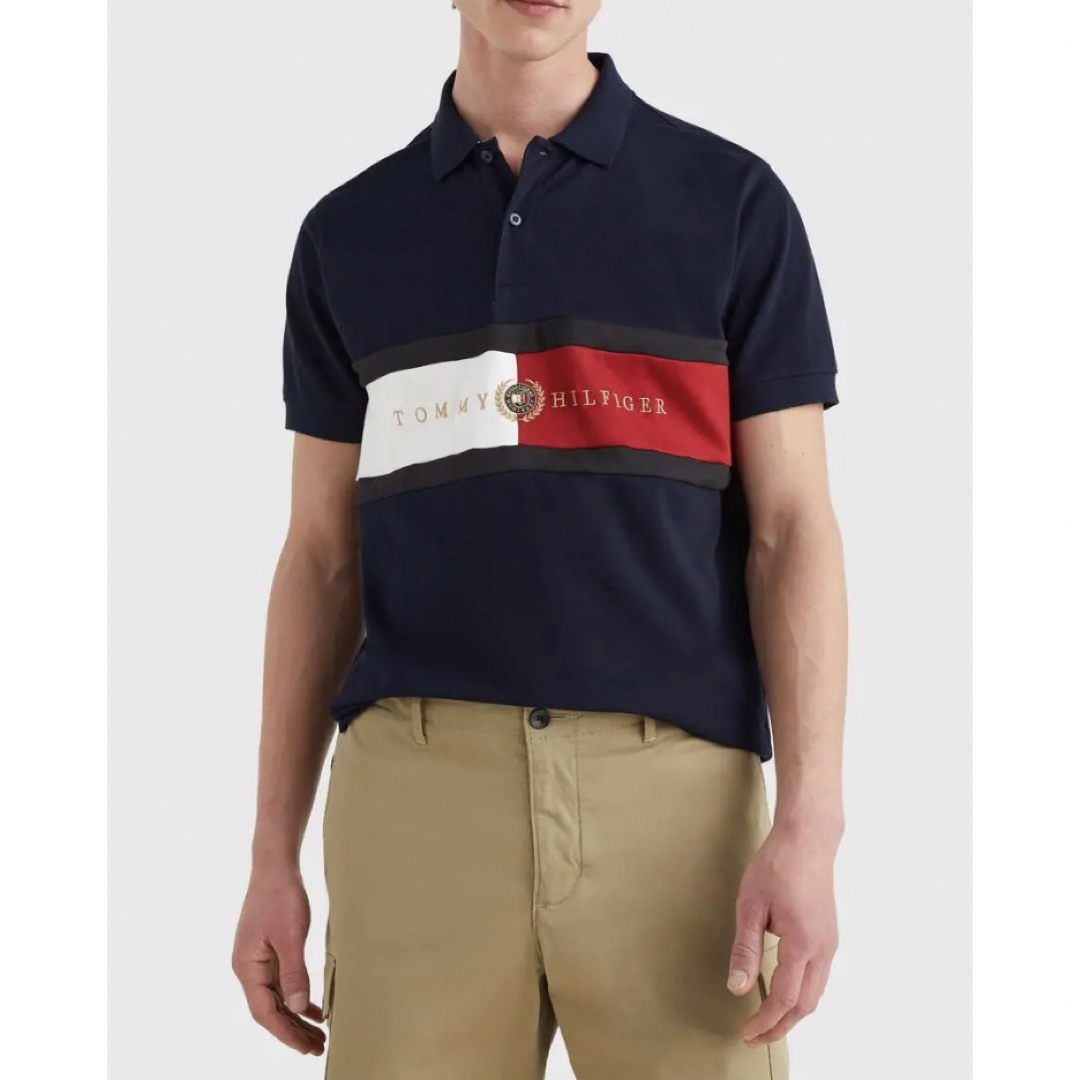 送料無料 新品 TOMMY HILFIGER ストライプ ポロシャツ XL | フリマアプリ ラクマ