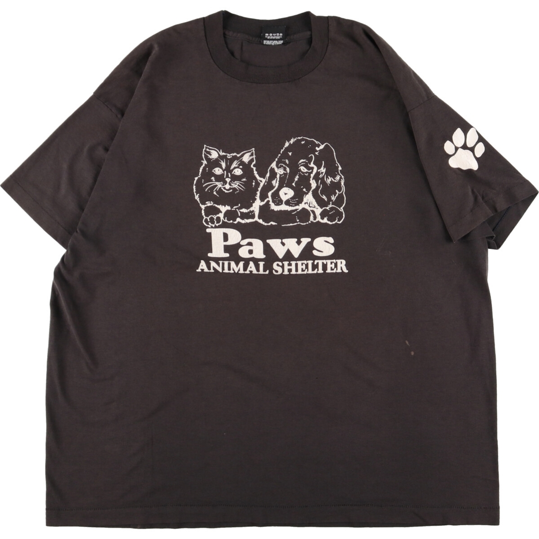 80年代 スクリーンスターズ SCREEN STARS アニマル柄 犬柄 ネコ柄 アニマルプリントTシャツ USA製 メンズXL ヴィンテージ /eaa349996