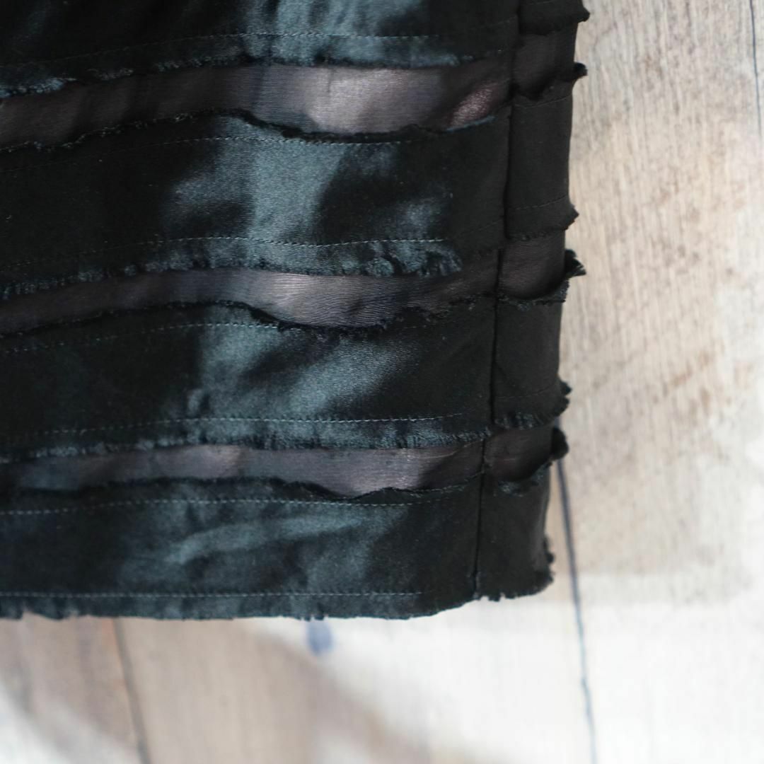 Ballsey(ボールジィ)のBALLSEY シルク混サテン×オーガンジーコンビスカート 黒F レディースのスカート(ひざ丈スカート)の商品写真
